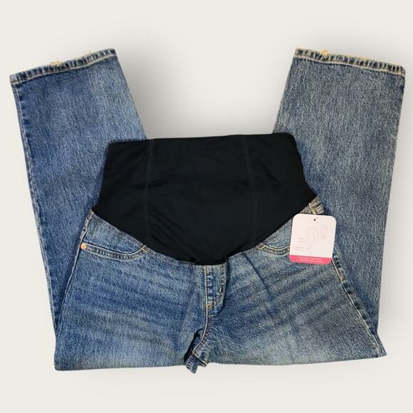 Isabel Maternity Jeans Women's Sz 8 Cropped Stretch Straight Crossover Panel - Picture 3 of 6